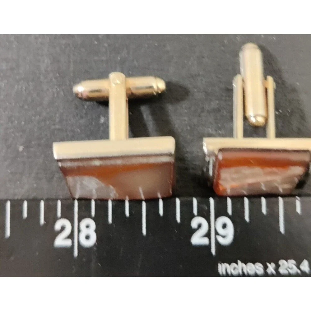 DANTE iridescent shell Cufflinks Vintage Mens Shades Of Brown Cream